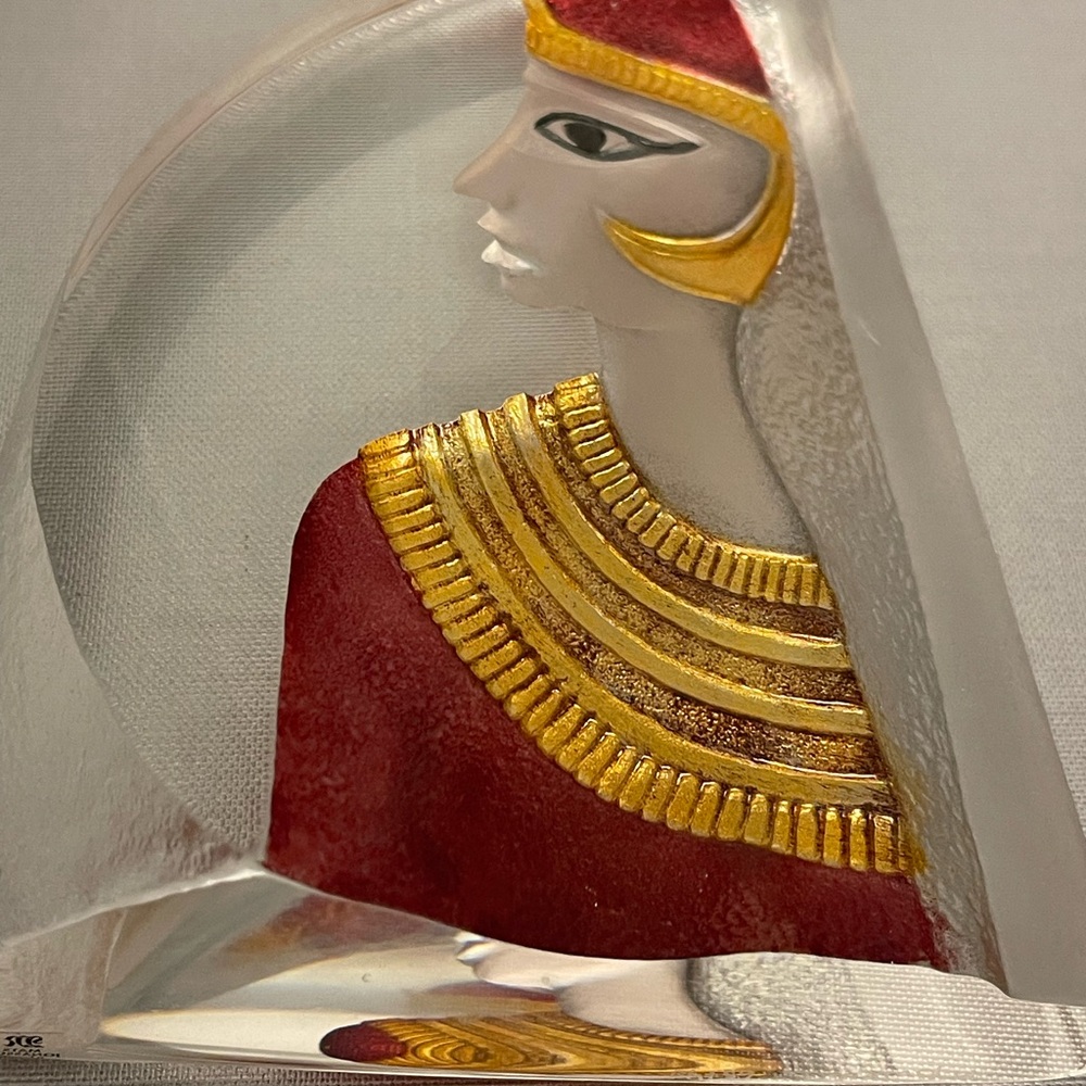 Mats Jonasson Unique 3D Egypian Face Crystal Mass Sculpture Sweden Signed 65140